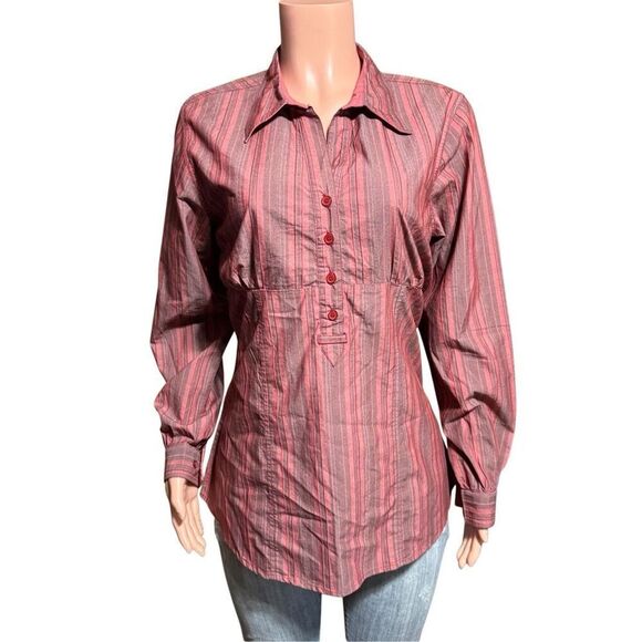 Pulp front yoke half button garnet henley top M - Picture 1 of 7